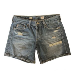 AG Hailey Ex Boyfriend Roll Up Distressed Cotton Jean Short Blue 27R